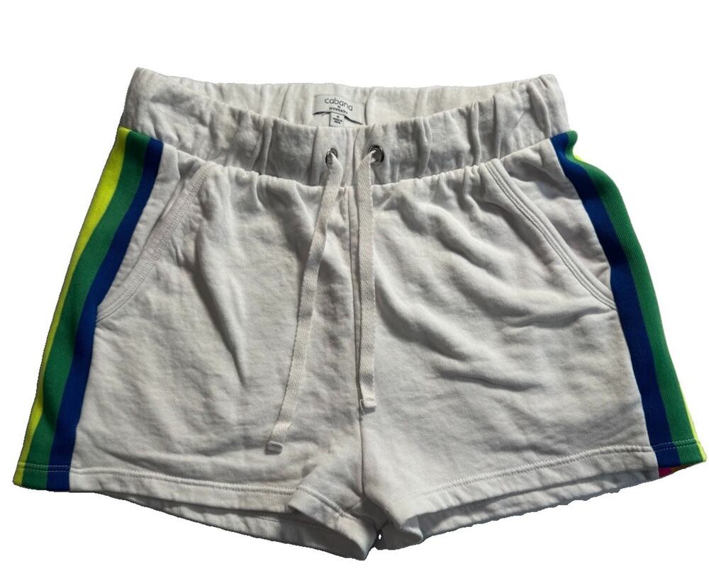 Cabana by Crown & Ivy Womens White Rainbow Stripe Lounge Shorts Size Small